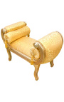 Římská lavice zlatá saténová látka a zlacené dřevo 