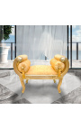 Roman bench gold satine fabric and gilded wood 