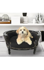 Barokní rozkládací pohovka pro psa nebo kočku černý samet a černé dřevo