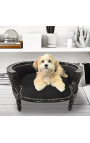 Baroque sofa bed for dog or cat black velvet and black wood