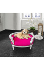 Barokinė sofa-lova šunų ar kačių fuksijos aksomo ir sidabro medienos