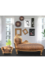 Бароков разтегателен диван за куче или котка леопардов плат и златно дърво