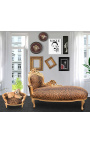 Baroque sofa bed for dog or cat leopard fabric and gold wood