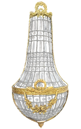 Много голяма стенна лампа mongolfiere с прозрачно стъкло и златен бронз