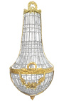 Bardzo duża lampa ścienna mongolfiere z przezroczystego szkła i złotego brązu