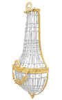 Zeer grote mongolfiere wandlamp met helder glas en goud brons