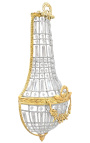 Zeer grote mongolfiere wandlamp met helder glas en goud brons
