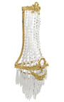 Стенна лампа Mongolfiere с висулки от прозрачно стъкло и златен бронз