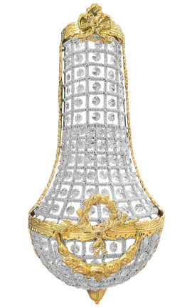 Голяма стенна лампа mongolfiere с прозрачно стъкло и златен бронз