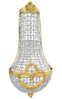Duża lampa ścienna mongolfiere z przezroczystym szkłem i złotym brązem