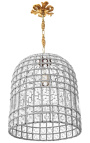 Lampadario a campana con gocce in vetro e bronzo 30 cm
