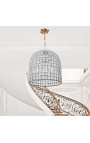 Lustre em forma de sino com gotas de vidro e bronze 40 cm