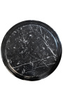 Kaunis pyöreä mustaksi lakattu puukukkapöytä Louis XVI -tyylinen musta marmori