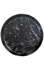 Rundt sidebord i svart marmor i Louis XVI-stil med blank svart tre