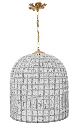Lampadario a campana con gocce in vetro e bronzo 35 cm