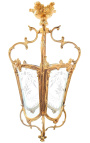 Grande lanterna da ingresso a 4 facce in bronzo dorato