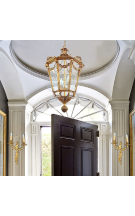 Large octagonal lantern entrance hall in gilded bronze