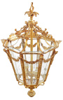 Grande lanterne octogonale de hall d'entrée en bronze doré