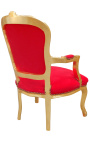 [Limited Edition] Baroque armchair of Louis XV style red velvet and gold wood