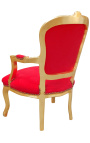 [Limited Edition] Barok lænestol af Louis XV stil rød fløjl og guld træ