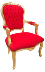 [Edition Limitée] Fauteuil baroque de style Louis XV tissu velours rouge et bois doré