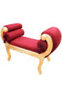 Banquette Romaine tissu velours Bordeaux et bois doré