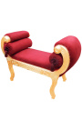 Roman bench Burgundy velvet fabric and gilded wood