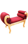 Roman bench Burgundy velvet fabric and gilded wood