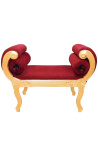 Banquette Romaine tissu velours Bordeaux et bois doré