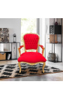 [Limited Edition] Μπαρόκ καρέκλα του Louis XV στυλ κόκκινο βελβίτ και χρυσό ξύλο