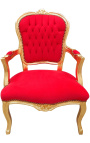 [Limited Edition] Louis XV Стиль кресло в стиле барокко ткани красного бархата и позолоченная