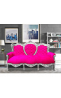 Barok sofa fuchsia fløjlsstof og træ sølv