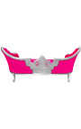 Barok Napoleon III medaljon sofa stof fuchsia fløjl og sølv træ