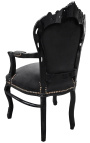 Πολυθρόνα σε στυλ μπαρόκ ροκοκό μαύρο ύφασμα και μαύρο λακαρισμένο ξύλο 