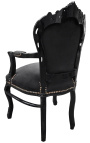 Fauteuil de style Baroque Rococo velours noir et bois noir