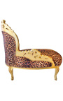 Barock-Chaiselongue aus Leopardenstoff mit Goldholz