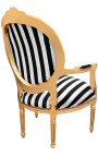 Барокко кресло в стиле Louis XVI полосатый черно-белый и черный лес