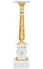 Empire style white marble column with gilt bronze