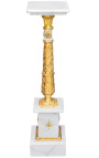 Empire style white marble column with gilt bronze