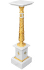 Columna de mármol blanco estilo Imperio con bronce dorado