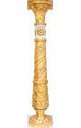 Coluna de mármore branco estilo império com bronze dourado