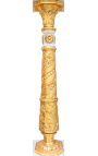 Empire style white marble column with gilt bronze