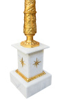 Colonna in marmo bianco stile impero con bronzo dorato