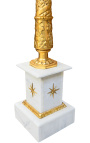 Empire style white marble column with gilt bronze