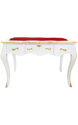 Bureau baroque de style Louis XV blanc, 3 tiroirs