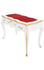 Baročna pisalna miza v stilu Ludvika XV s 3 predali, bela 