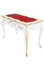 Barok skrivebord i Louis XV-stil med 3 skuffer, hvid 