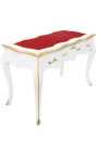 Baroque desk Louis XV style with 3 drawers, white 