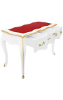 Bureau baroque de style Louis XV blanc, 3 tiroirs