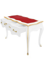 Baroque desk Louis XV style with 3 drawers, white 